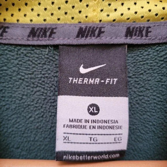 Nike Oregon Ducks Therma-Fit Hoodie XL Green & Yellow Pullover Sweatshirt Mens - Picture 5 of 9